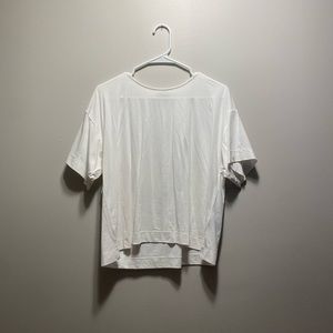 White semi cropped t shirt